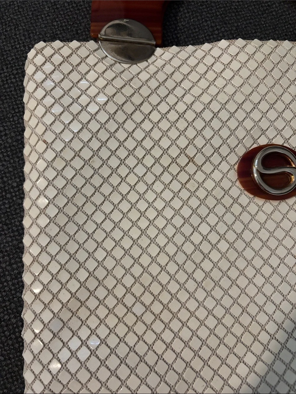 Vintage white mesh bag
